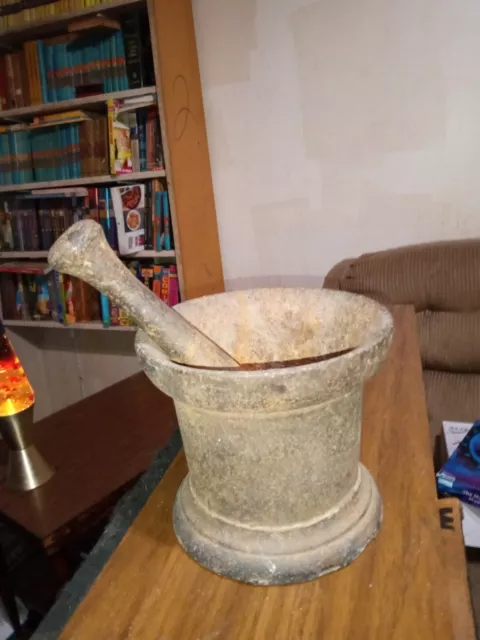 ANTIQUE UNMARKED SOLID cast iron mortar and pestle $100.00 - PicClick
