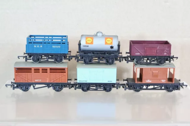 Triang Hornby Râteau De 6 Br Ner Coque Réservoir Bétail & Goods Frein Van Wagon