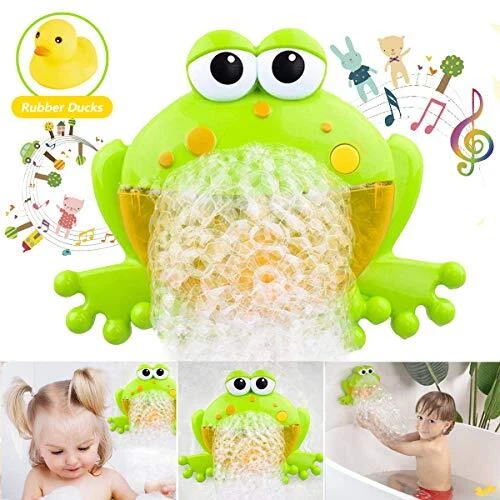 Baby Bath Bubble Toys Set, Automatic Frog Bubble Maker Kids Bath Bubble Machine