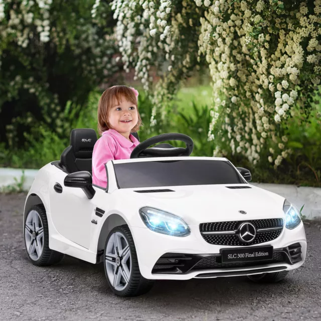 12V Electric Cars for Kids w/ Parental Remote, Two Motors, Music Lights White