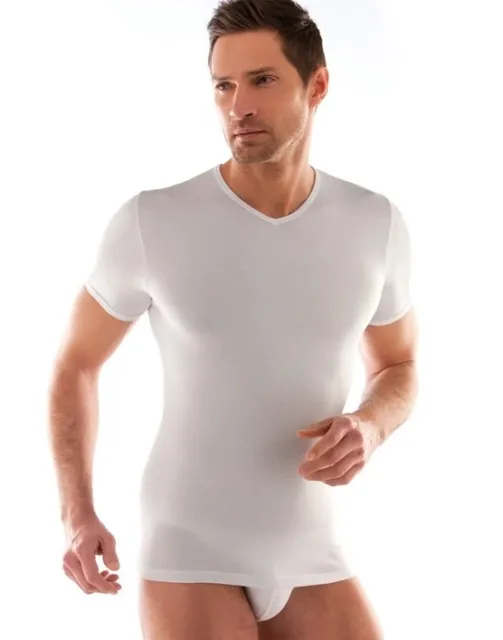 3 T-Shirt Corpo Uomo Bianco Caldo Cotone Liabel Mzz Manic Scollo Punta 02828/E53