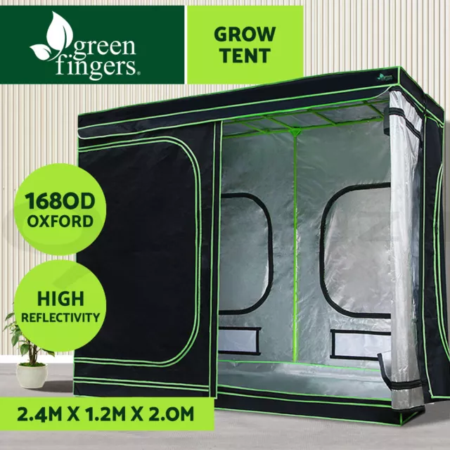 Greenfingers Grow Tent 2.4mx1.2mx2m 1680D Hydroponics Kits Indoor Grow System