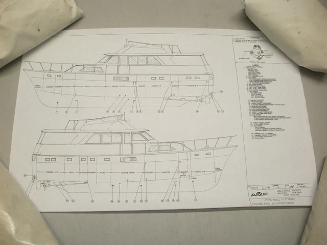 Hatteras Yachts New Bern, N.C. Factory Drawing. 53' Motoryacht