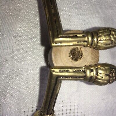 2 Vintage French Curtain holders Embrasse Tie backs Brass Hooks Gold Victorian 3