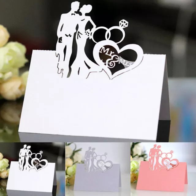 Wedding Table Name Place Cards Mr & MrsCouple Laser Cut Party Pearlescent CardsЙ