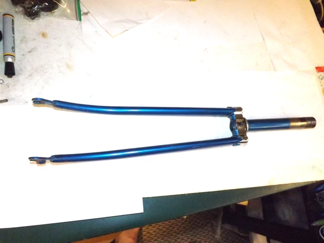 1976 Schwinn Suburban Factory Oem Sky Blue Front Fork W/ Chrome Cap Very Good