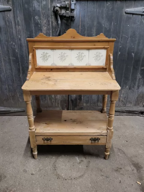 Antique Victorian Pine Side Table Hall Table Washstand