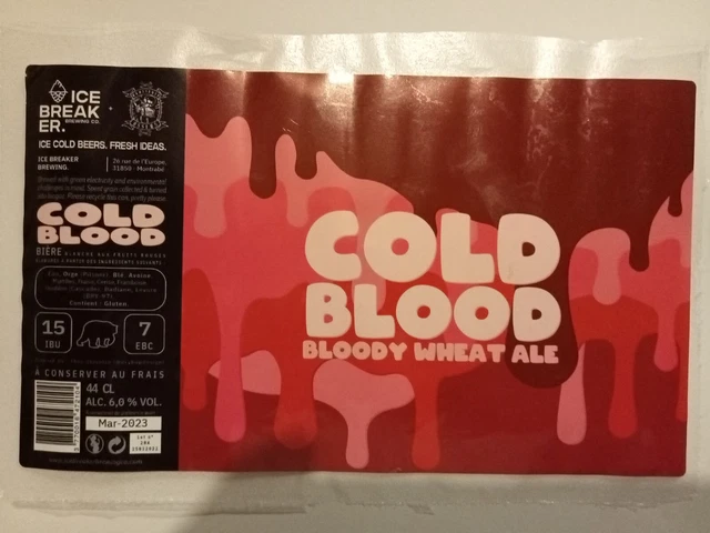 Etiquette de Bière : COLD BLOOD - Ice Breaker Brewing / Brass. Osseus - France