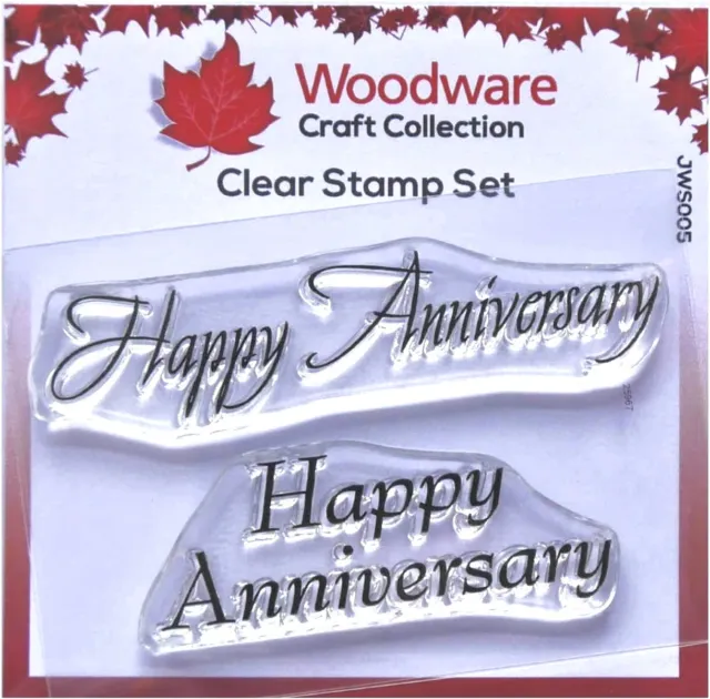 Woodware Happy Anniversary 2 Pce Clear Stamp Set Wedding Anniversary Card Making