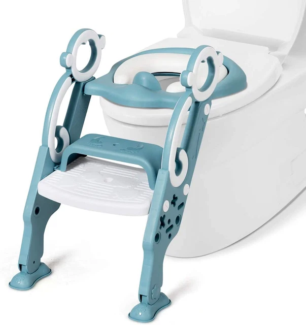 Scaletta Gradini Vasi Riduttore WC per Bambini, Sedile Imbottito, Gradini Antisc