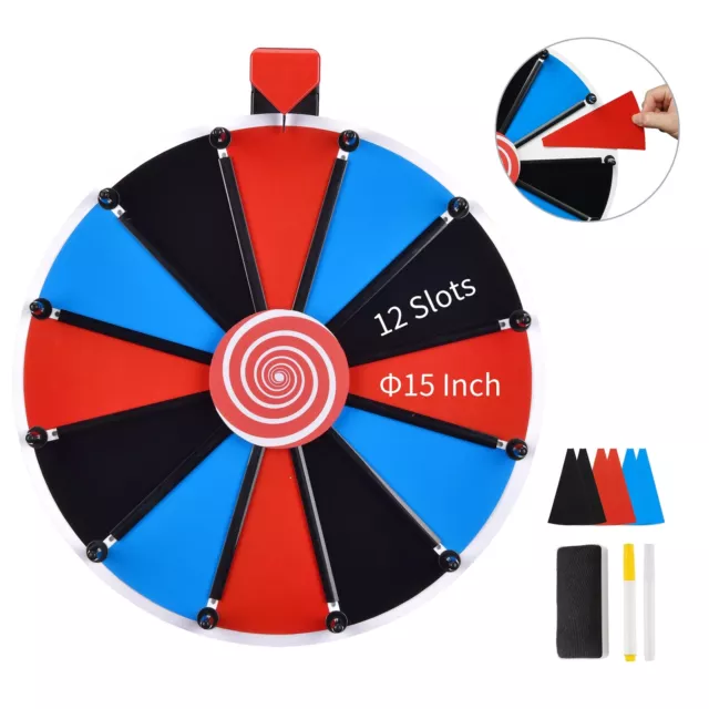 WinSpin 15" Wall Mounted Spinning Prize Wheel 12 Slot Dry Erase Editable Party