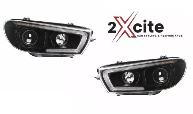 Vw Scirocco 08-14 Black Drl Devil Eye Projector Headlights Sequential Indicator