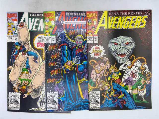 Avengers #352-354 Marvel Comics 1992 FN/VF Fear the Reaper complete!