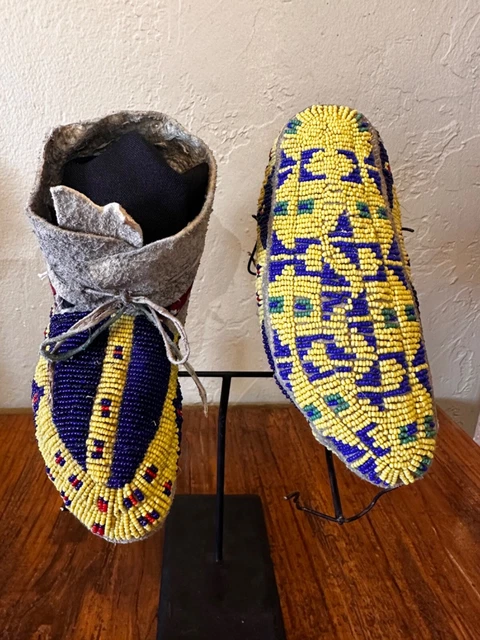 Antique OLD Native American Indian Ceremonial Moccasins LAKOTA child's 19th C.