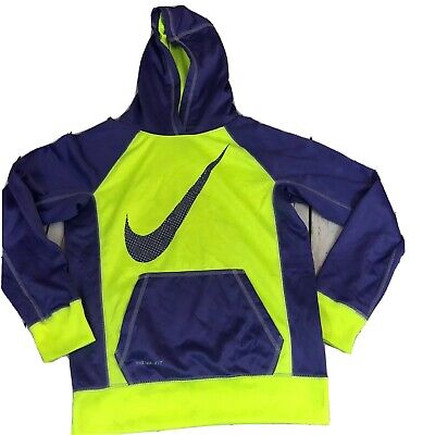 Nike Dri Fit Therma Training Hoodie Sweatshirt Purple Yellow Girl’s Large L