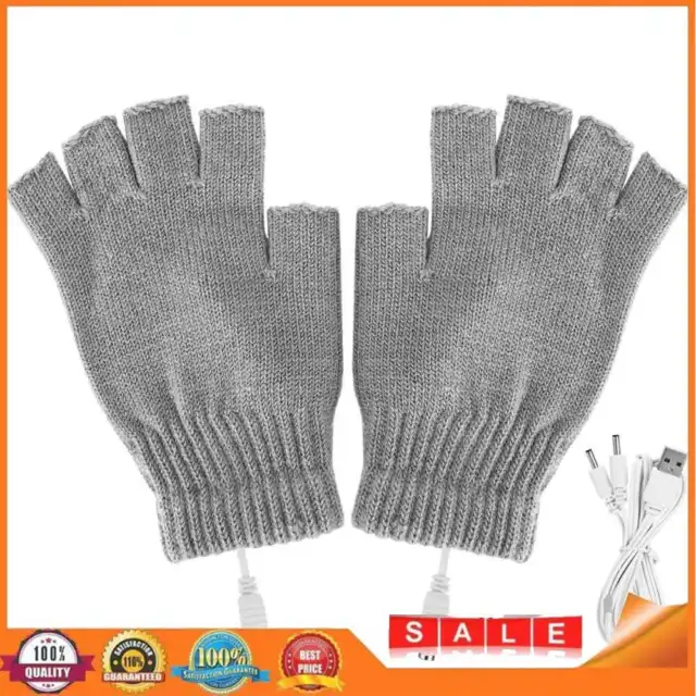 Women Men Electric Heating Gloves USB Thermal Gloves for Sports Skiing (Grey)