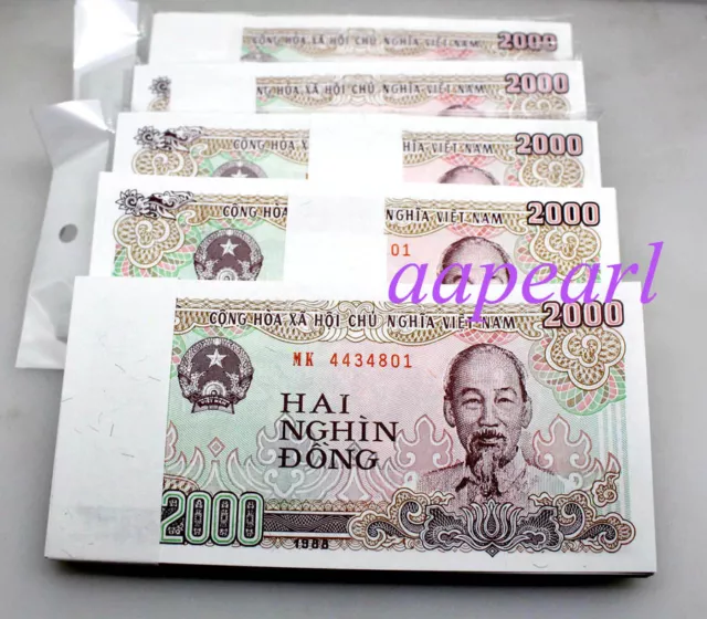 Wholesale 500 Pcs Vietnam 2000 Dong Banknotes Collections Brand New Uncirculated