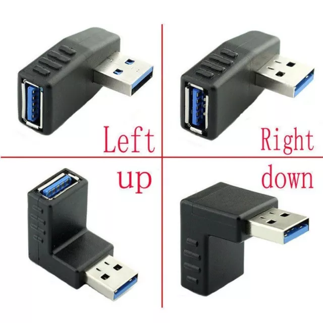 4Pcs USB 30 A Male to Female Extension Cable Right Angle Adapter Black Finish