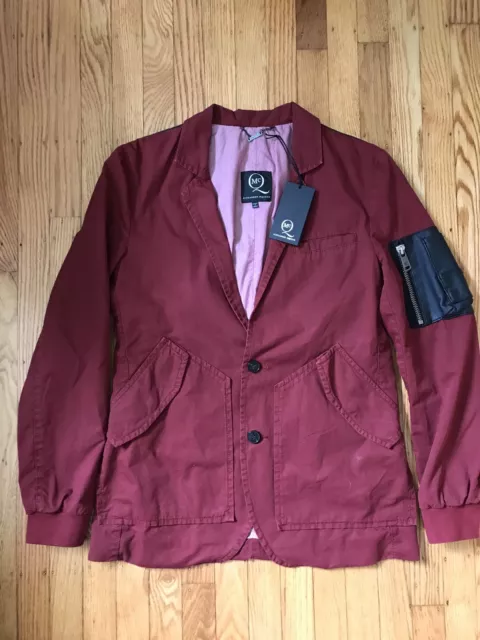 NWT McQ Alexander McQueen Burgundy/Leather Sport Jacket - Size 48 (IT)/38 (US)