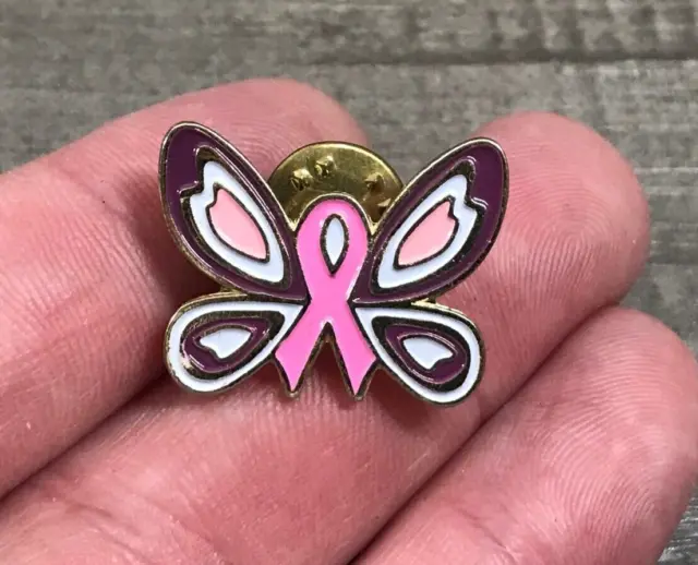 Butterfly Pink Ribbon Breast Cancer Awareness Lapel Hat Jacket Backpack Bag Pin