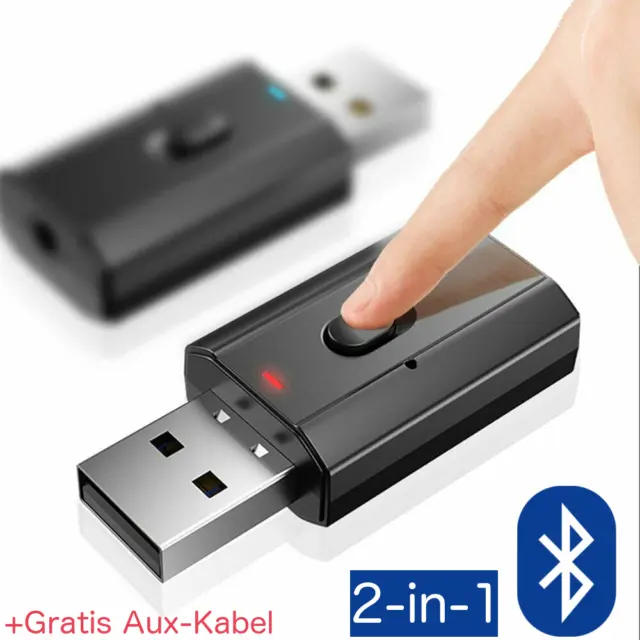 Bluetooth 2in1 5.0 Sender Empfänger Wireless USB Aux Audio Transmitter Adapter