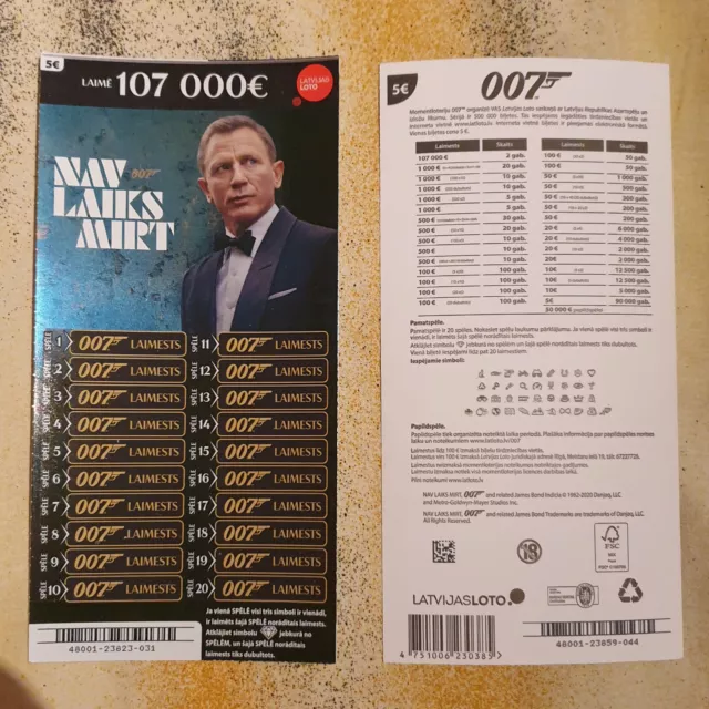 Ultra Rare Lottery Ticket - James Bond 007 "No Time To Die"