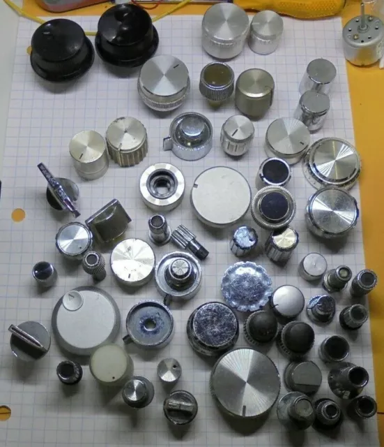 Lot of 56 knobs for vintage TV, Amplifiers , Receivers ....