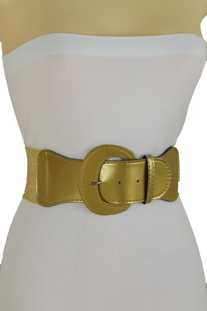 Ceinture Large Femme Noire - Simili Cuir élastique - Boucle Métal Or - Taille S - Neuf Avec étiquettes