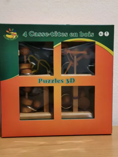 Lotto 4 Rompicapo Puzzle Giocattoli di Legno  3D Puzzle di Legno Brain Teaser