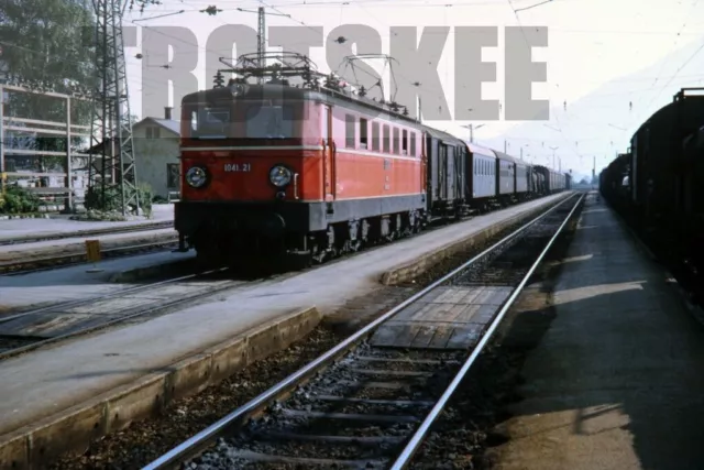 35mm Slide OBB Austria Railways Electric Loco 1041 21 Stainach 1974 Austrian