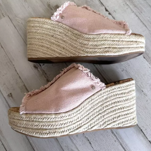 Sam Edelman Dina Pink Fringe Espadrille Wedge Slip On Sandals Size US 10 Summer