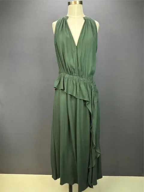 ULLA JOHNSON GREEN V-Neck Sleeveless Midi Dress Size 6