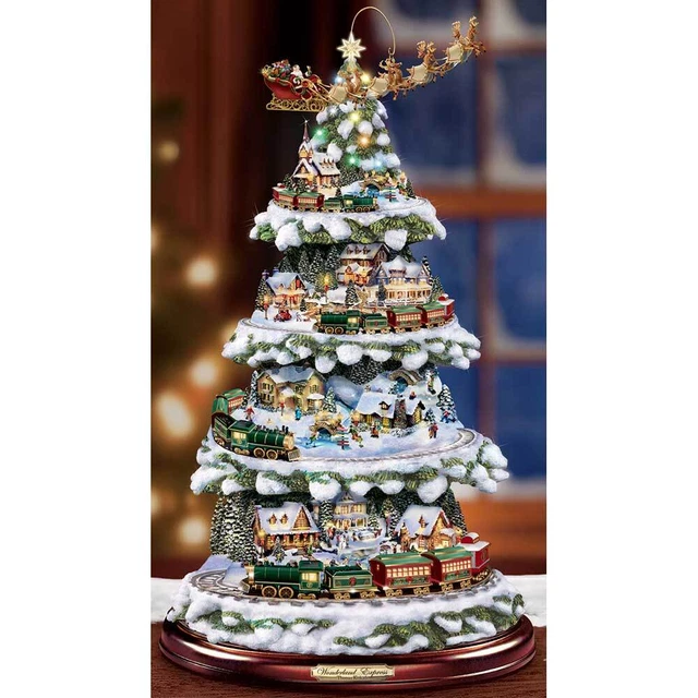 WONDERLAND EXPRESS TRAIN Tree Figurine Thomas Kinkade Bradford Exchange