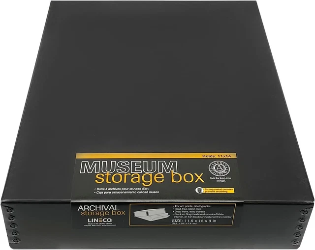 Caja de almacenamiento impreso Lineco Archival de 11 x 14 pulgadas, diseño frontal de caída, 11 1/2 x 14