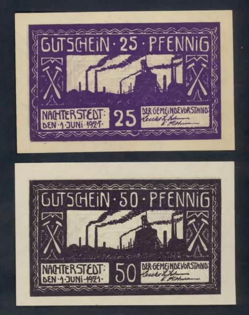 Notgeld - Nachterstedt - 1921 - 25, 50 Pfennig Scheine - Unc. - Top Zustand