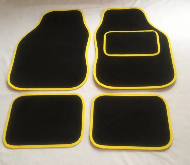 Black & Yellow Car Mats For Citroen C1 C2 C3 C4 Ds3 Ds4 Ds5 Saxo Xsara