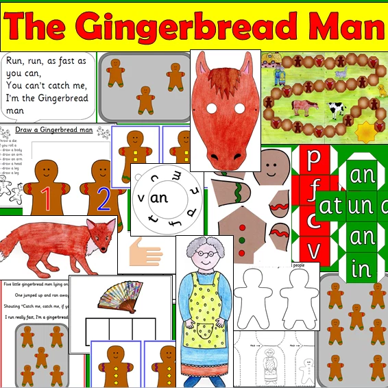 THE GINGERBREAD MAN teaching resources TO PRINT story sack EYFS, KS1