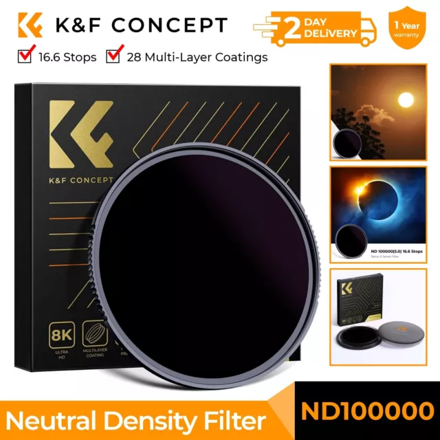 K&F Concept ND100000 16.6 stops 49-95mm Fixed ND Lens Filter Neutral Density