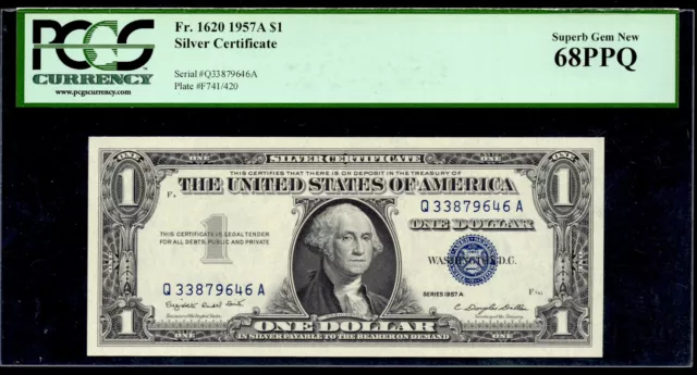 UNITED STATES 1957A $1 Silver Certificate. FR Number: 1620. PCGS Graded: 68 PPQ.