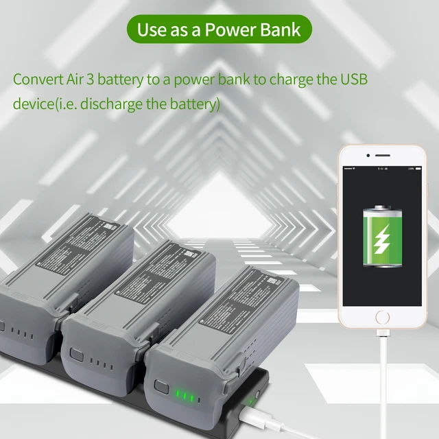 USB Three Way Battery Charger Fast Battery Charging Hub For DJI AIR 3 Drone