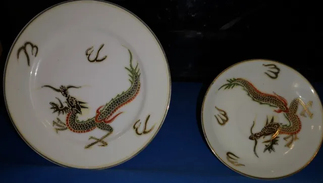Japanese Plates Golden Dragon Porcelain Plate/saucer set of two