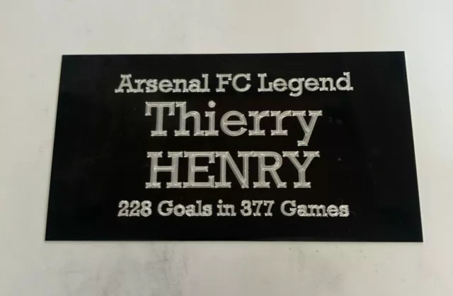 Thierry Henry (Arsenal) - 130x70mm Engraved Plaque Plate for Signed Memorabilia