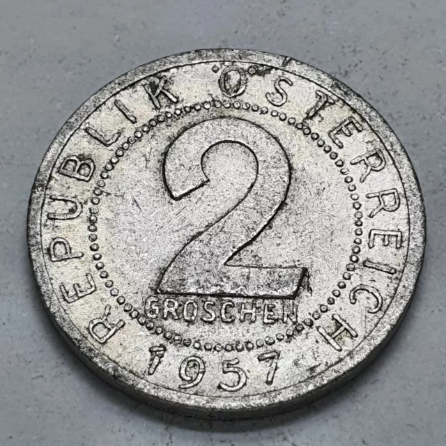 Austria 2 Groschen 1957 Coin 03156
