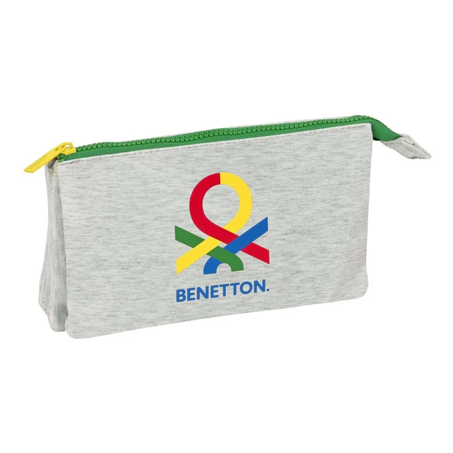 Dreifaches Mehrzweck-Etui Benetton Pop Grau [22 x 12 x 3 cm]