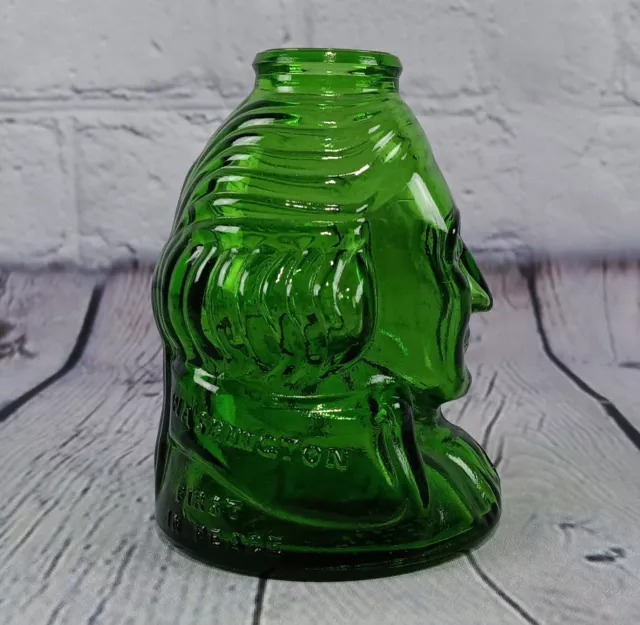 Vintage Wheaton NJ Green Glass Gent President George Washington First War Peace