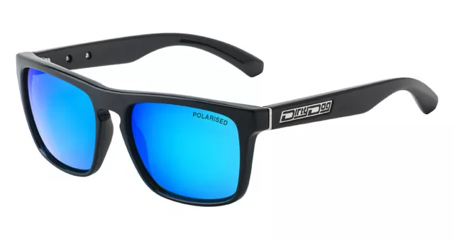 DIRTY DOG MONZA Mens/Womens POLARISED Sunglasses BLACK / GREEN/ICE BLUE MIRROR