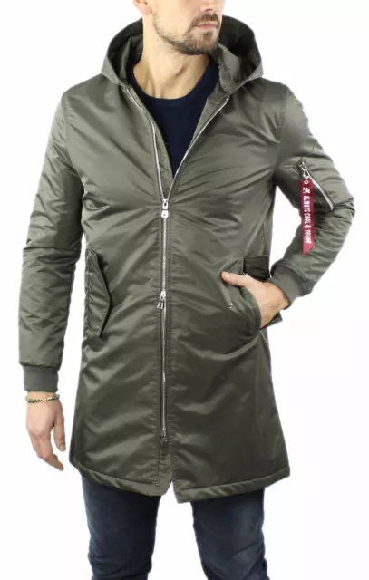 Parka Uomo Verde Invernale Impermeabile Imbottito Giubbotto Slim Cappuccio