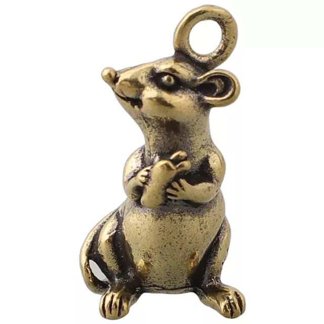 Pendentif rat en laiton statue souris symbolise la prospérité et la bonne fort