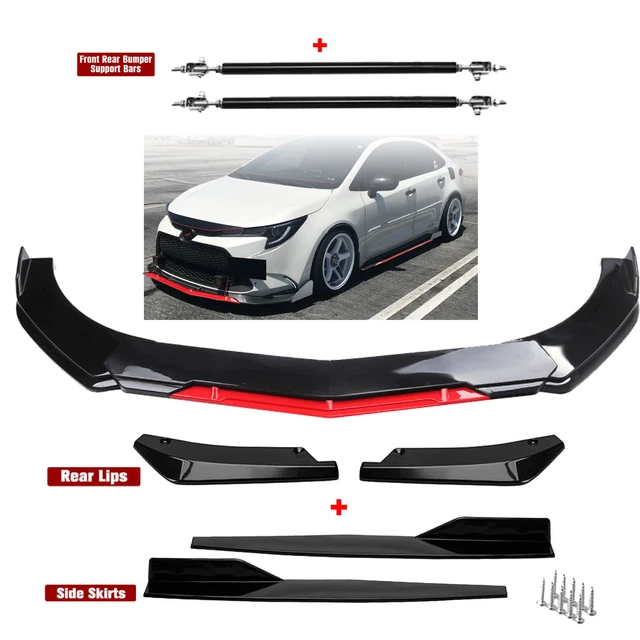 Front Rear Bumper Lip Spoiler Splitter Body Kit Side Skirt For Corolla SE LE