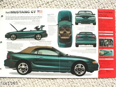 1998 FORD MUSTANG GT SPEC SHEET/Brochure/Catalog/Flyer